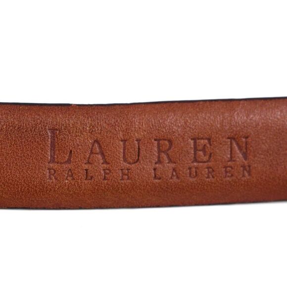 VTG Lauren Ralph Lauren CROCO BROWN GENUINE LEATHER 3/4"Wd WOMEN'S BELT Sz M (X3 - Picture 9 of 13